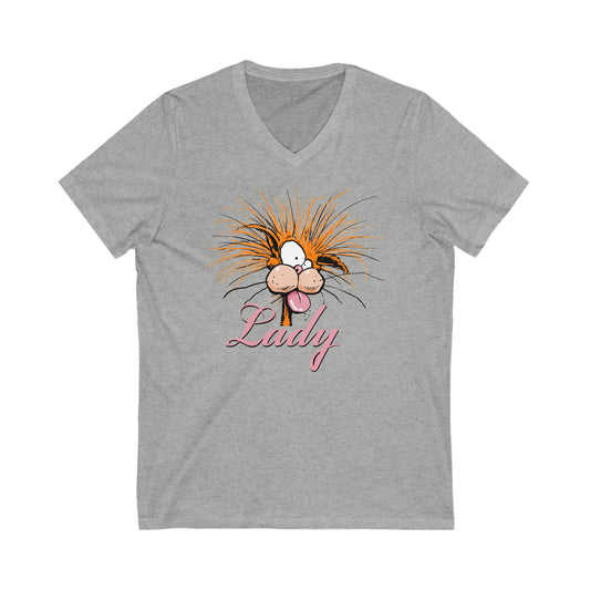 Cat Lady Unisex V-Neck Short Sleeve Tee